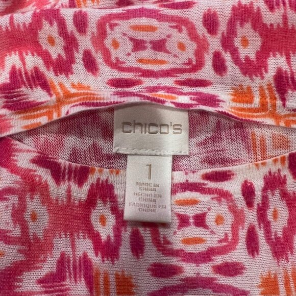 Chico's Multicolored 3/4 Sleeve Lightweight Pullover Sweater Size M - Picture 8 of 8